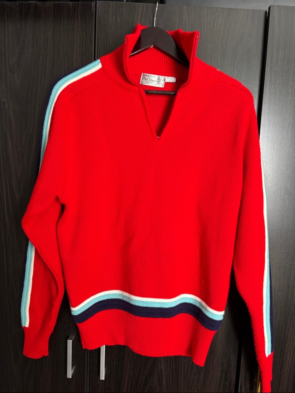 Vintage Pat Stuart Men's Red Quarter-Zip